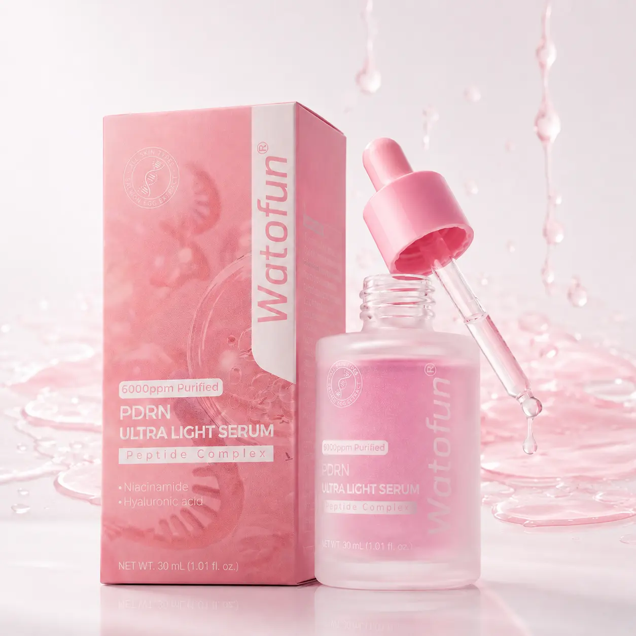 [NEW] [WATOFUN] Ultra Light PDRN Pink Peptide Serum | Lightweight Hydrating Serum with Salmon PDRN & Hyaluronic Acid | Fast-Absorbing Glow Care for Skin Clarity | K-Beauty, Korean Skincare