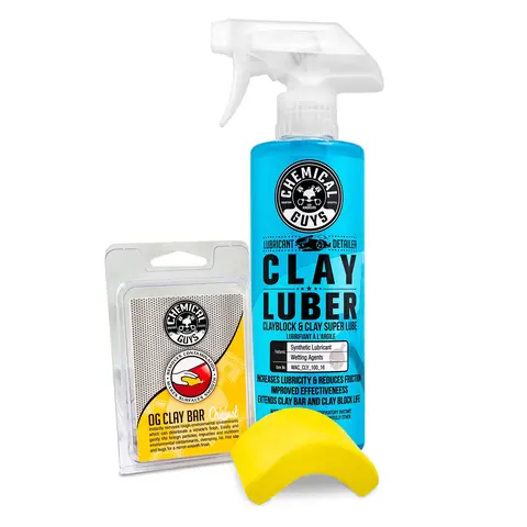 Chemical Guys Light-Medium Clay Bar Starter Bundle - Automotive Paint Care Supplies with Clay Block, Smooth Surface Cleaner, Contaminant Remover for Car Detailing, Paintwork Cleaner, Restoration