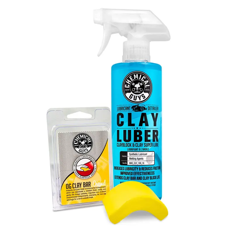 Chemical Guys Light-Medium Clay Bar Starter Bundle - Automotive Paint Care Supplies with Clay Block, Smooth Surface Cleaner, Contaminant Remover for Car Detailing, Paintwork Cleaner, Restoration