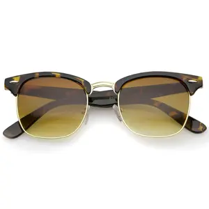 Indie Half Frame Horned Rim Vintage Inspired Sunglasses 2934