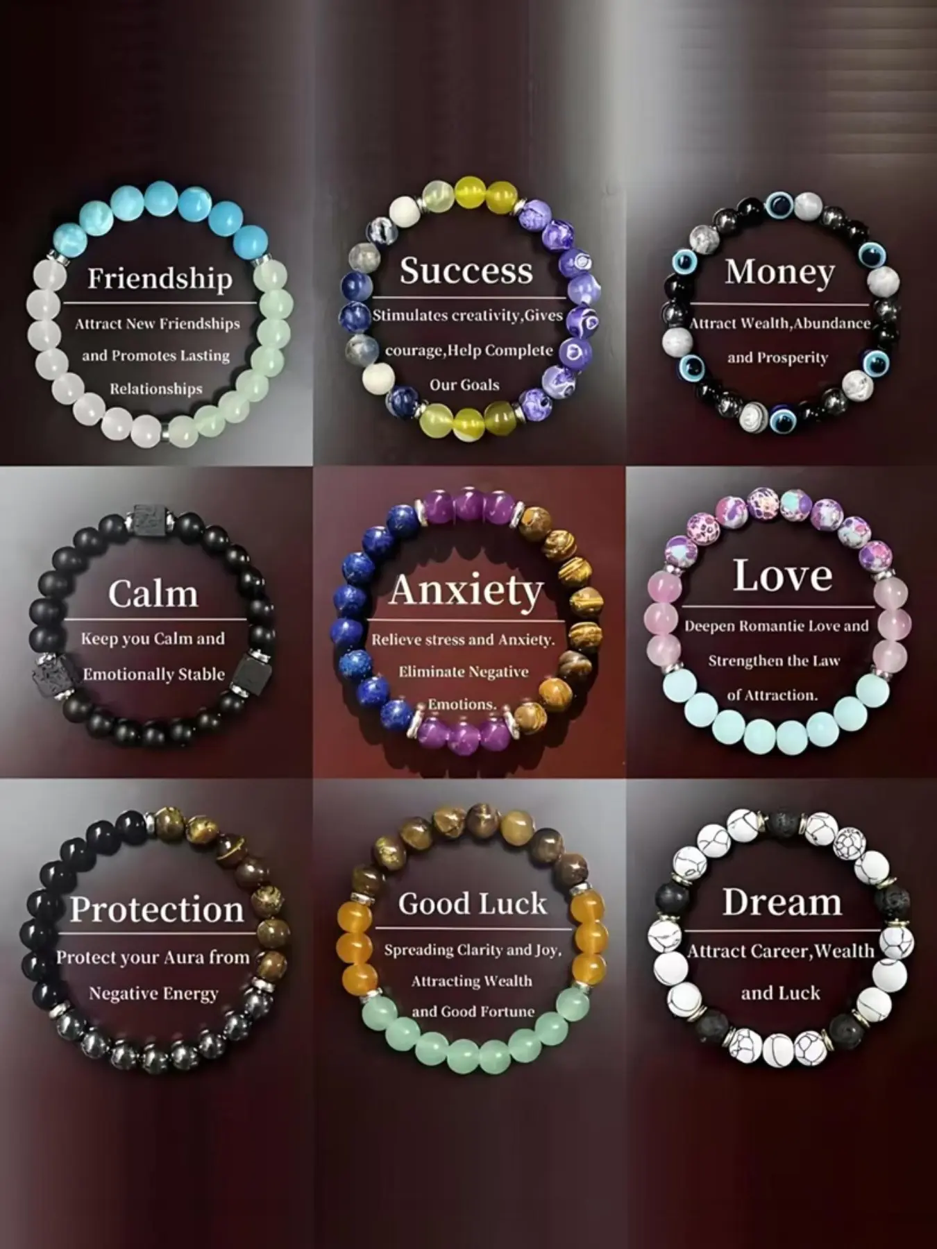 Beautiful Life Nine-Piece Set, Elegant Stone Bracelet, Bangle Bracelet Set, Stylish Accessory for Everyday Wear, Perfect Gift Idea, High-Quality Jewelry, Layered Bracelet Set