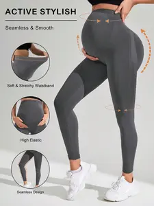 Women's High Waist Seamless Pregnancy Pants, Smooth Soft High Stretch Maternity Underwear, Full Pregnancy Comfortable Casual Sport Style, Maternity Clothing, Pregnancy Clothes