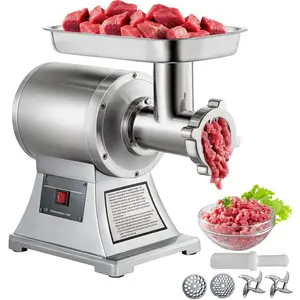 Commercial Meat Grinder,550LB/h 1100W Electric Meat Grinder, 220 RPM Heavy Duty Stainless Steel Industrial Meat Mincer w/2 Blades, Grinding Plates & Stuffing Tubes
