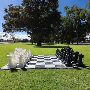 MegaChess 25 Inch Plastic Giant Chess Set with Quick-Fold Nylon Mat