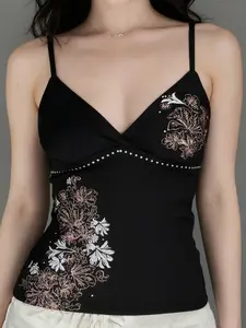 Vintage Floral Print Crop Top Y2K Aesthetic, V Neck Sleeveless Backless Vest, Street Style Animal Pattern Design, Casual Floral Sleeveless, Casual Sleeveless Tank