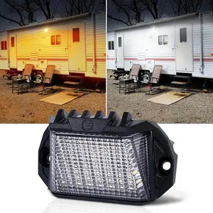 RV Exterior Light, 1300LM Aluminum LED Porch Light With Dual Color White/Amber for RV Camper Trailers Truck Porches Towing 5th Wheels 1 PCS