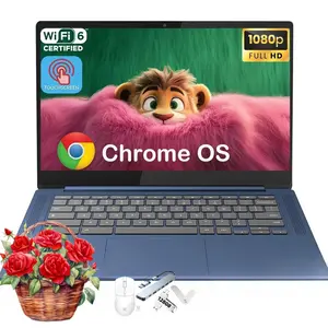 Lenovo 2026 Slim 3 14" FHD Touchscreen Chromebook | 8-Core MediaTek 520, Up to 16GB RAM, 64GB eMMC+128GB Micro SD, 13.5H Battery, WiFi 6, Chrome OS, Student Business Laptop with Bundle Accessory