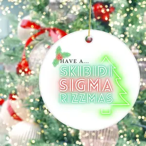 "Have a Skibidi Sigma Rizzmas" Graphic Christmas Ornament! Funny gift Tree Decoration,  Round Christmas ornament, 2024 Christmas ornament Decoration