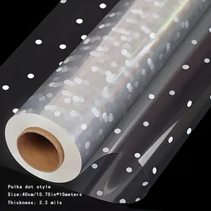 1 Roll Ultra-Wide Transparent Gift Wrap Paper with White, Elegant Polka Dots - Waterproof Plastic Wrap for Snacks, Gifts, Floral Bouquets - Crystal Clear Packaging for Birthdays, Weddings, Festive Celebrations