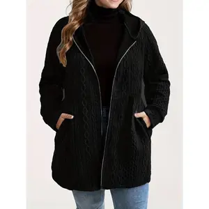 Plus Size Women's Hooded Parka Jacket, Asymmetrical Zipper Design Coat, Machine Washable All-Season Outerwear for Casual & Formal Wear, Versatile Modern High-Quality Parka
