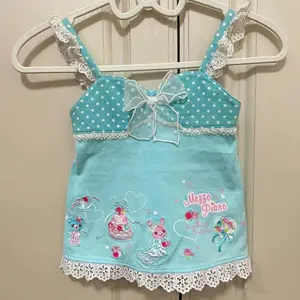 Summer Japanese Subculture Kawaii Cartoon Printed Halter Vest Bow Lace Stitching Tanks Tops Women's Slim-fit Cute Sweet Camisole