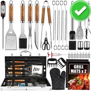 38Pcs Stainless Steel BBQ Tool Set - Grilling Utensils Kit & Aluminum Carry Case