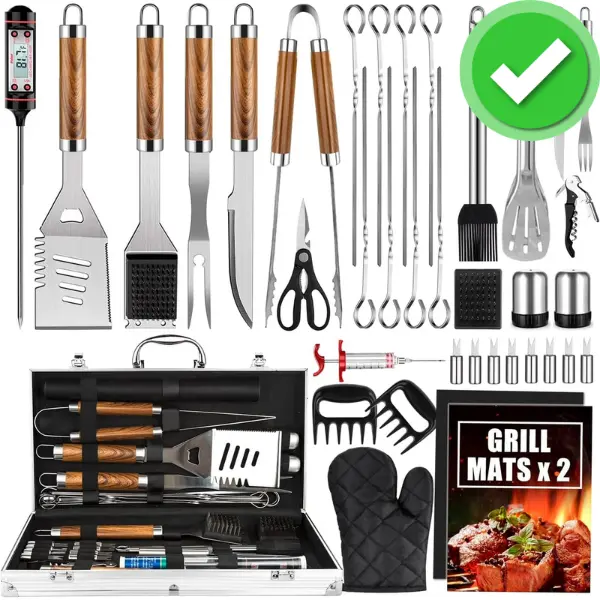 38Pcs Stainless Steel BBQ Tool Set - Grilling Utensils Kit & Aluminum Carry Case