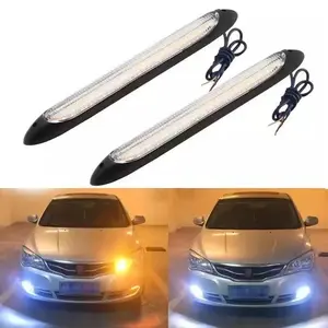 9Inch Car LED Daytime Running Lights, 1Pair Sequential Flow Yellow Turn Signal Light, External Day Light Car Headlight Waterproof