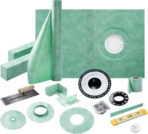 Vanacc Shower Curb Kit with Complete Shower Kit- Tray, Curb, Membrane, Seals, Bonding Flange, Corners, Trowel and Level,Green
