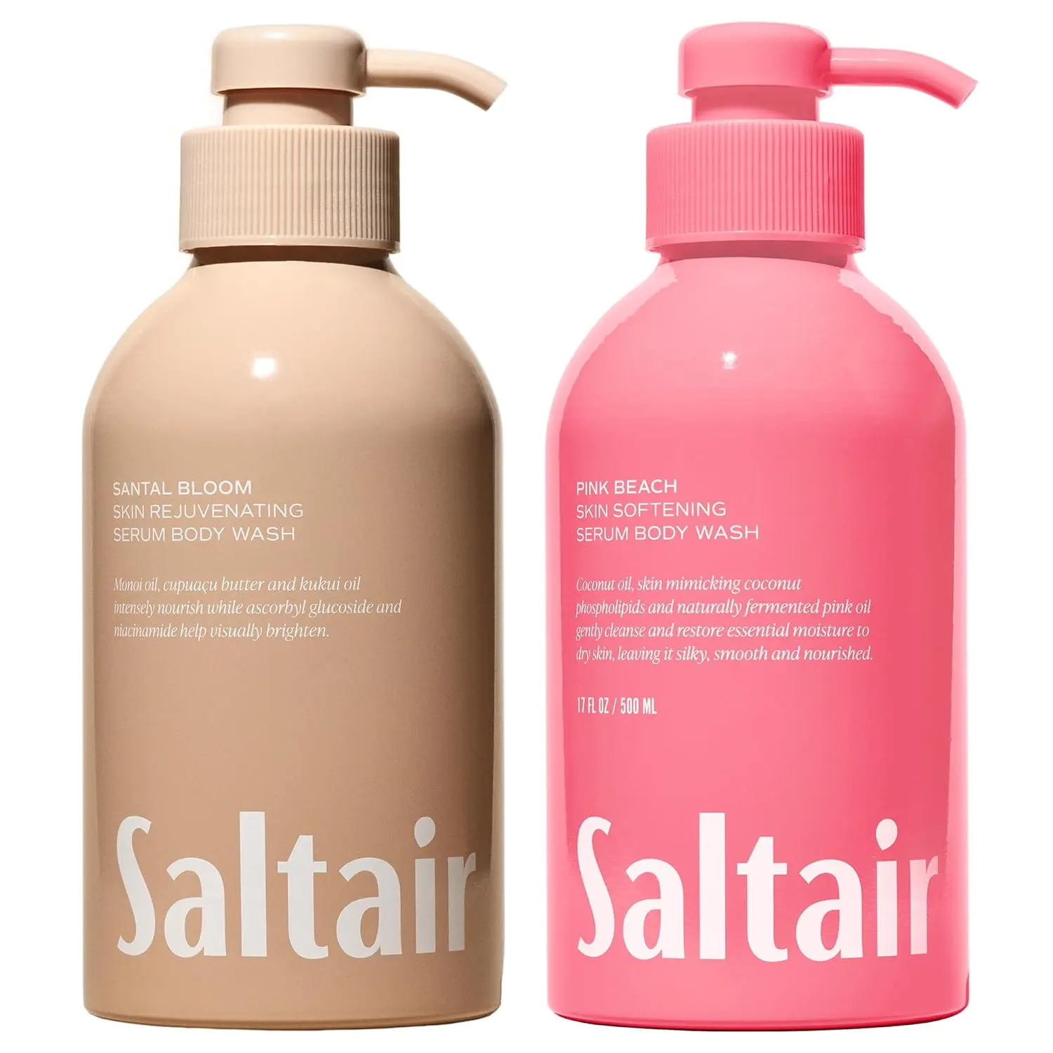Saltair Body Wash Variety Pack – Signature Scents: Santal Bloom & Pink Beach – Moisturizing Body Wash – Scented Shower Gel for Women and Men – 2x 17oz – Paraben & Cruelty-Free