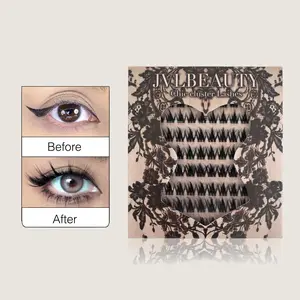 JVLBEAUTY【Night Elf】 Original Euro-American Style False Eyelashes, D Curl, Voluminous, Individual Clusters, Asian-Inspired Comic Look