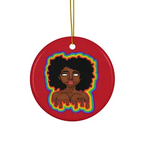 Art By Kelz Afro Aura Girl Vibrant Ceramic Ornament, Colorful Home Decor, Afro Art, Unique Gift Idea, Holiday Ornament, Festive Decoration