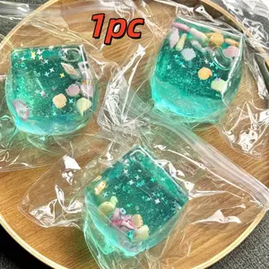 Square Gel Ice Cube Stress Ball, Slow Rebound Malt Sugar Island Shell Ice Cube, Portable Office Stress Relief Toy, Unisex
