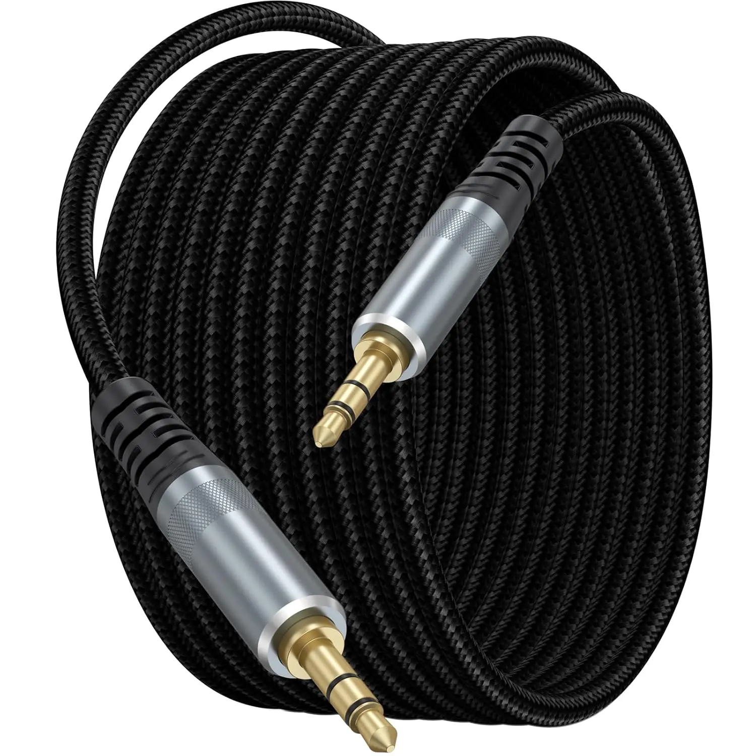 AUX  15ft Long 3.5mm Audio Aux Cord Male to Male Braided, OFC Core Stereo Auxiliary 1/8 Headphone Jack for , Smartphone, TV, , Laptop (Black)