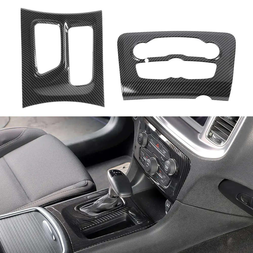 Black Carbon Fiber Car Interior Trim Kit - Central Control, Gear Shift, A/C Panel & Dashboard Decor for Dodge Charger 2015-2023, Auto Accessories, Car Decorations