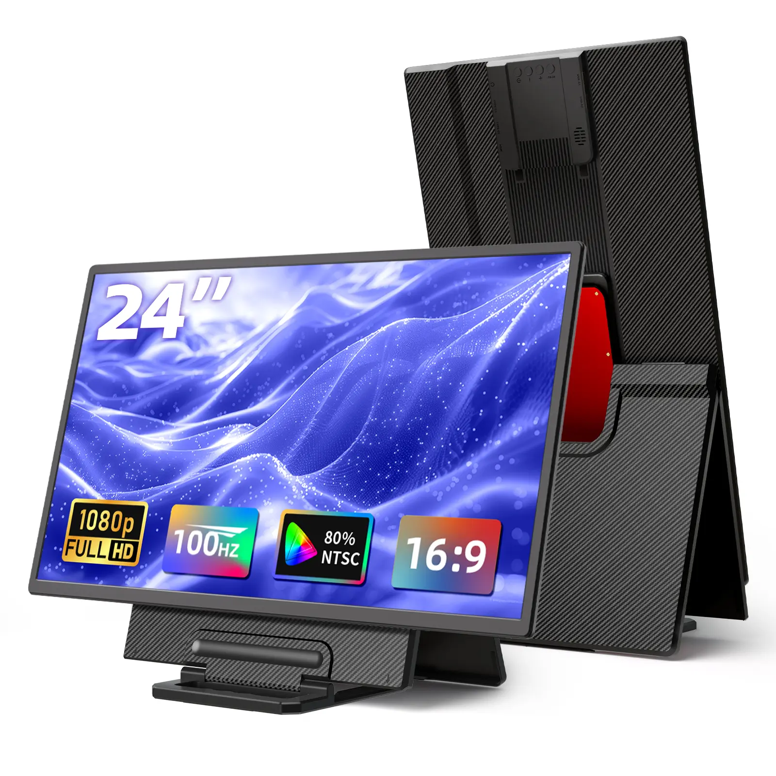 AOKER 24" Large Portable Gaming Monitor 100% sRGB 1080P 100Hz IPS Laptop Screen Extender VESA Compatible Height Adjustable Detachable Stand USB-C HDMI for Work Gaming, Compatible with Switch/Ps4/Ps5/Xbox