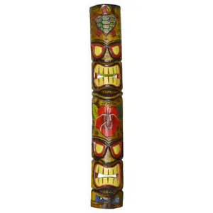 39 in Polynesian Tiki Bar Mask Two Turtle Headdress Hand Carved