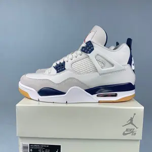 Navy blue fashionable classic sports shoes, outdoor running shoes, comfortable basketball shoes