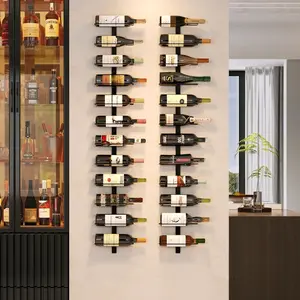 24 Bottles Wall Mounted Wine Rack, Detachable Wall Hanging Bottle Holder, Use as One or Four, DIY Display, Storage Racks for Wine, for Restaurant, Bar, Cellar Bar Cabinet