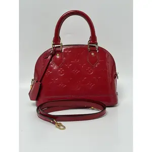 Pre-owned Louis Vuitton leather Shoulder Bags Monogram Vernis Alma BB Pomme dAmour Red Patent Crossbody Bag JC157LV