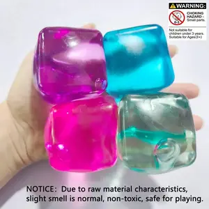 Stress Cube Squishy Stress Balls for Kids Ice Cubes Squishy for Adults Fidget Toy for Your Best Mellow and Chill Square Shape with Filling in Pink Purple Blue Green for All Age
