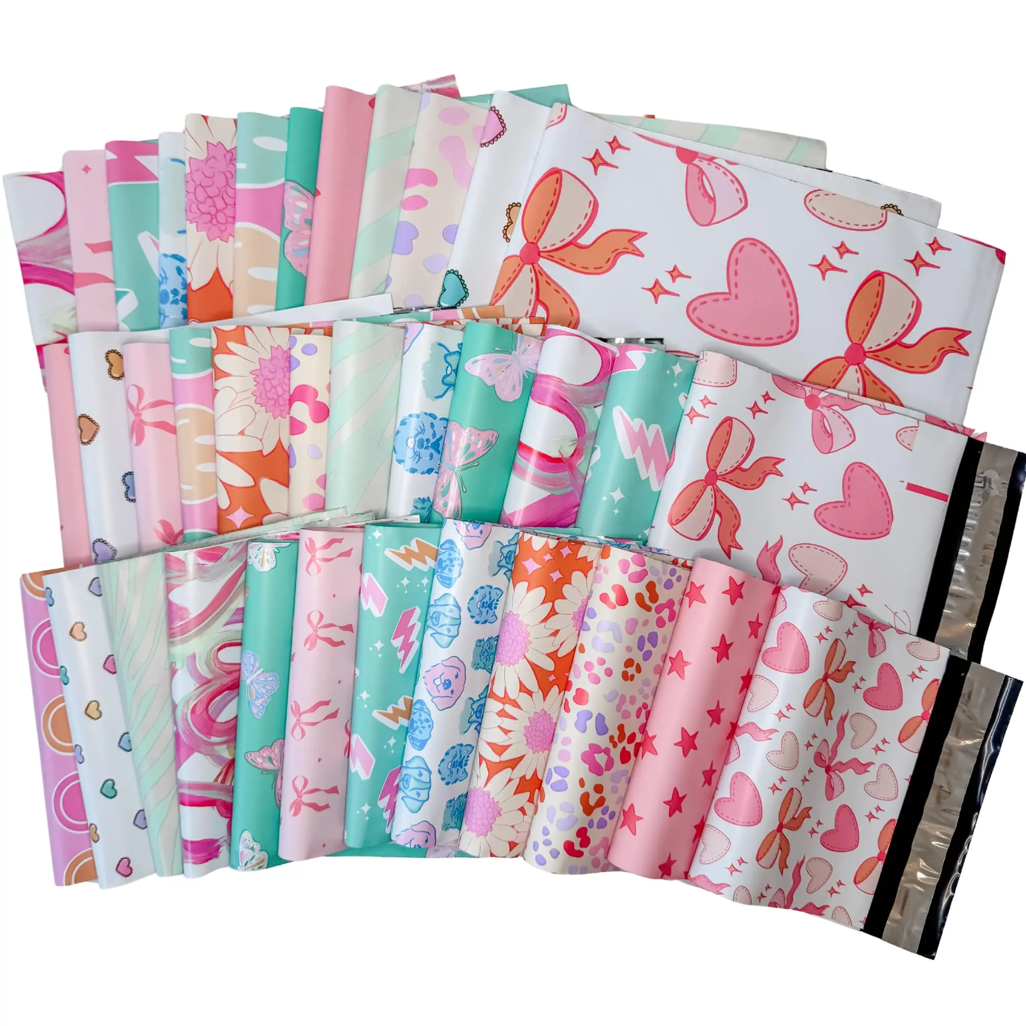 Designer Poly Mailer Variety Pack Heavy Duty Waterproof Self Seal Shipping Bags for Small Business Large Mailing Envelopes Bulk Tear Resistant Packaging 35 Pack