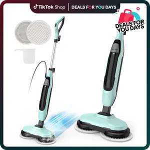 【2026 New Arrivals】Trucozie Electric Steam Mop for Floor Cleaning, 230°F Sanitizing Steam Cleaner with 2000RPM High-Speed Spin, Upright Hardwood Floor Mop with Fingertip Control & LED Lights for Kitchen, Sticky Mess, Pet Stains