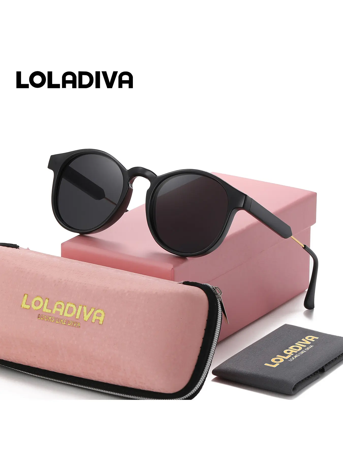 LOLADIVA Unisex Vintage Fashion Full Frame Sunglasses Refined Design Round Frame Sunglasses UV400 Beach Sunglasses