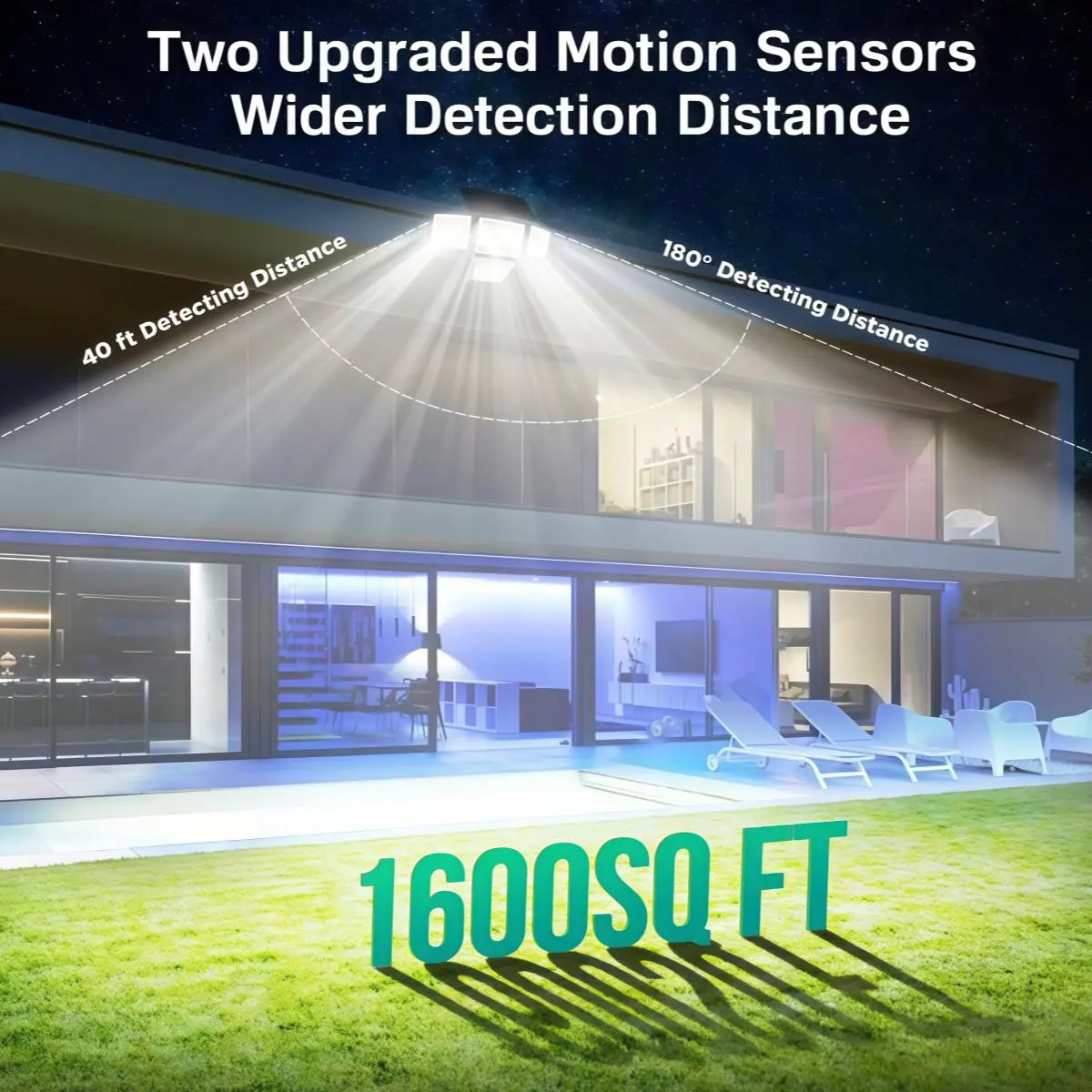 2-Pack 3-Head Solar Outdoor LED Security Lights, 2500LM Motion Sensor Spotlights, 270° Wide-Angle, IP65 Waterproof for Garage, LED Solar Outdoor Fixtures, Led Lights, Solar Outdoor Lights