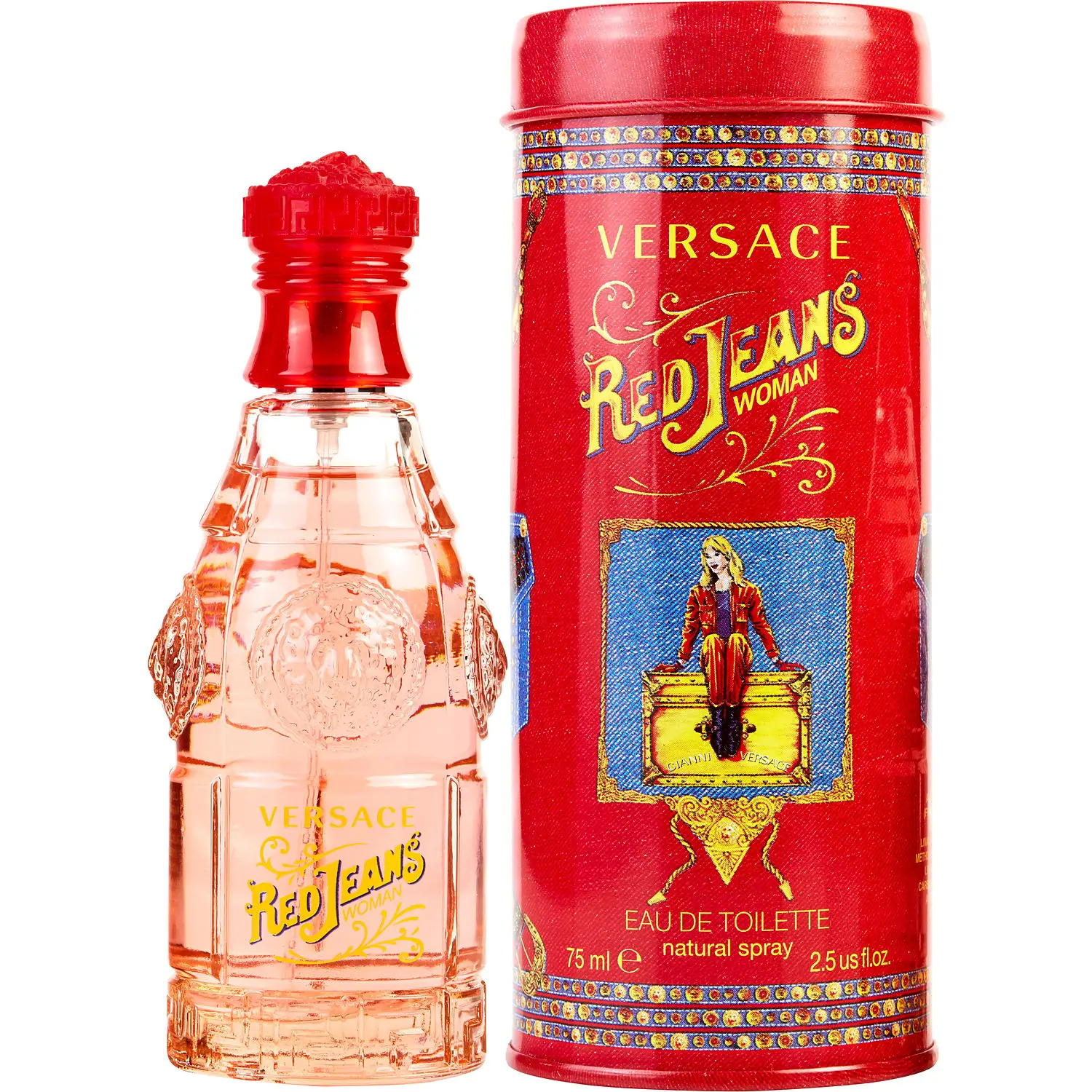 Gianni Versace Red Jeans Eau de Toilette for Women, Great Scent Fruity Fragrance with Vanilla Notes Gianni Versace Red Jeans Eau de Toilette for Women, Great Scent Fruity Fragrance with Vanilla Notes