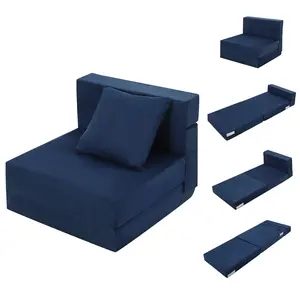 Single Size Convertible Folding Sofa Bed Premium Memory Foam Futon Sleeper with Soft Pillow Portable Collapsible Floor Couch Modern Space Saving Comfort Mattress for Living Room Bedroom Guest Room
