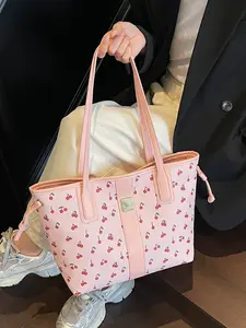 Women's Cherry Tote Bag 2026 New Arrival, Large Capacity Fashion Bow Shoulder Bag, Daily Commute Short Trip All-Season Use