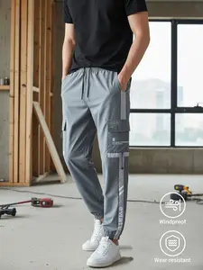 Men's Durable Anti-Wrinkle Work Pants, Large Pockets Design, Vintage Functional Light Quick-Dry Pants, Casual Outdoor Hiking Joggers, Sports Pants