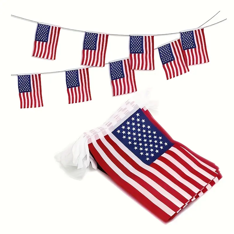American Flag Bunting Banner, 16FT Independence Day Themed Flag Bunting Banner, Party Decoration Supplies for Home Party Outdoor Activities, Hanging Banners, Patriotic Banner