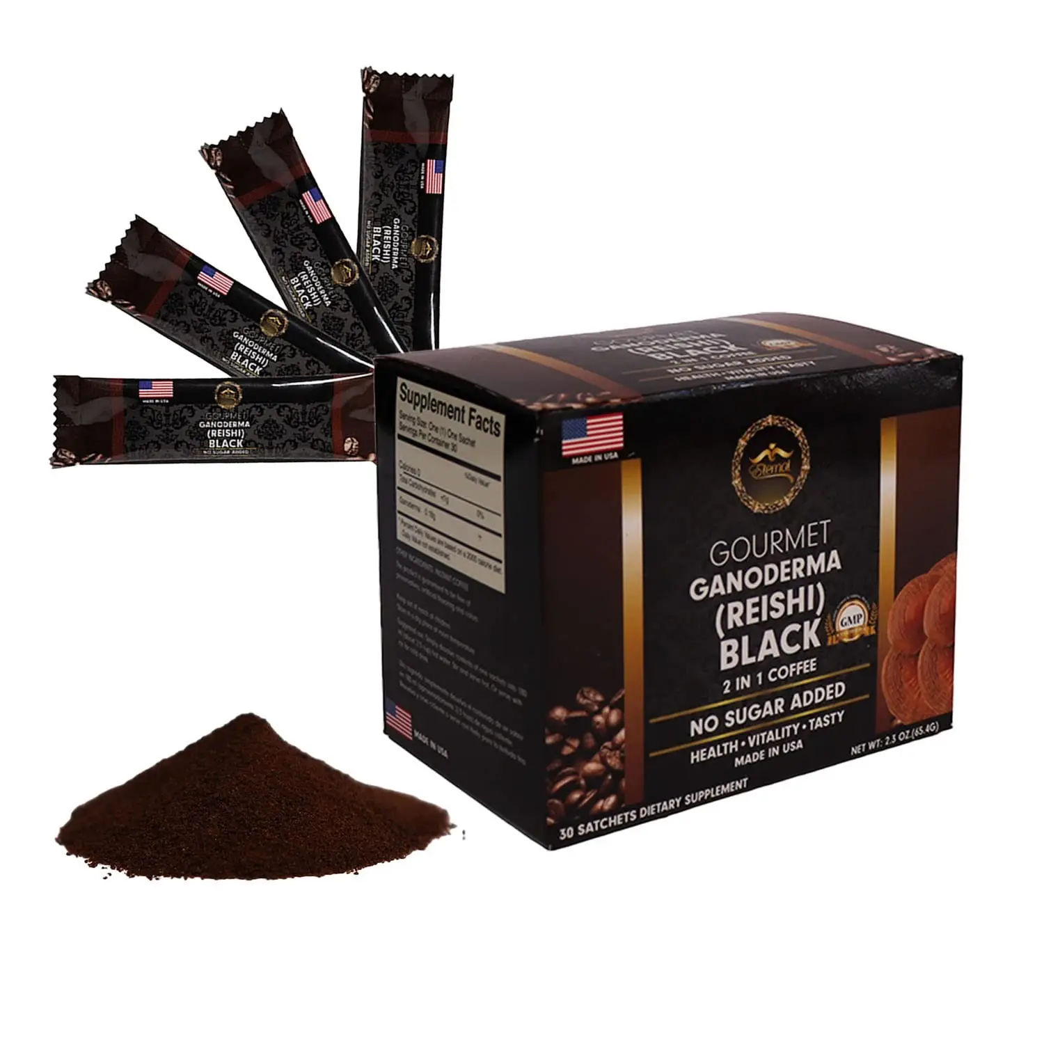 Eternal Gourmet Ganoderma (REISHI) Black Coffee 2 in1 Made in USA Cafe Negro con ganoderma Eternal Beverage Nata vitamins women