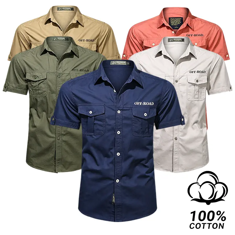 SummerVibes summer new men's short sleeved shirt outdoor casual versatile workwear multi pocket shirt
