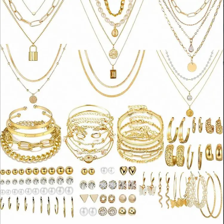 108-piece Western jewelry set, women's fashion jewelry, necklace, bracelet, ring and earring set, women's fashion jewelry, Valentine's Day, birthday and party gift set. Accessories Set