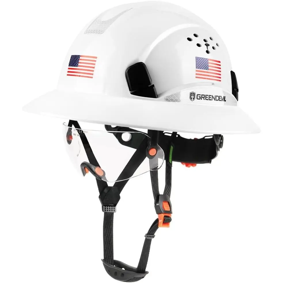 White Full Brim Hard Hat with Clear Visor