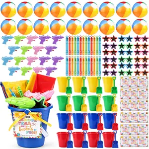 18 Sets End of Year Buckets Gift Bulk, Student Goodie Bags Summer Pool Party Favors with Cards-Various Sets with Different Accessories from Teacher for Kids Preschool Kindergarten Class Rewards Summer Birthday Graduation Party Supplies Holiday Plastic
