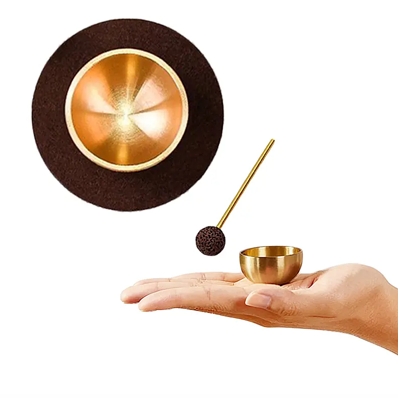 Mini Singing Bowl Set with Striker & Cushion - Compact, Lightweight Percussion Instrument Easy to Carry, 2 Calming Meditation Sound Tools, Versatile Everyday Use, Thoughtful Gift for Coworkers, Friends