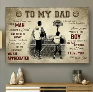 Personalized Basketball Dad Wall Art, To MyDad, I Love You Poster, Perfect Father Day AndBirthday Gift Decor Painting