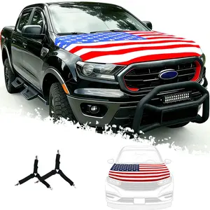 DIBMS U.S. Flag Car Hood Cover 63 x 47 (160 x 120 cm) – U.S. Stars and Stripes Design – Universal Fit for Trucks, Sedans, and SUVs – Stretch Polyester-Spandex Material with Secure Fasteners