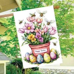 1pc Easter Tulip Flower Basket Resurrection Eggs Decor(7) -28x40 Inch Garden Decoration Double S, Home Decoration, Yard Decoration, Outdoor Decoration, Lawn Decoration, Flag Only