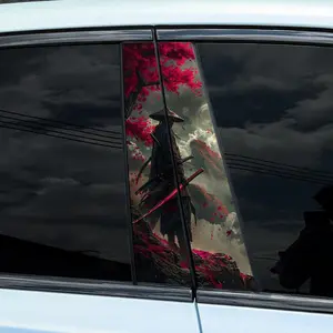 Creative Pattern Car Sticker, Waterproof & Sun-resistant Car B-pillar Sticker, Self-adhesive Car Decal, Rectangular Disposable Car Sticker, Universal Car Sticker